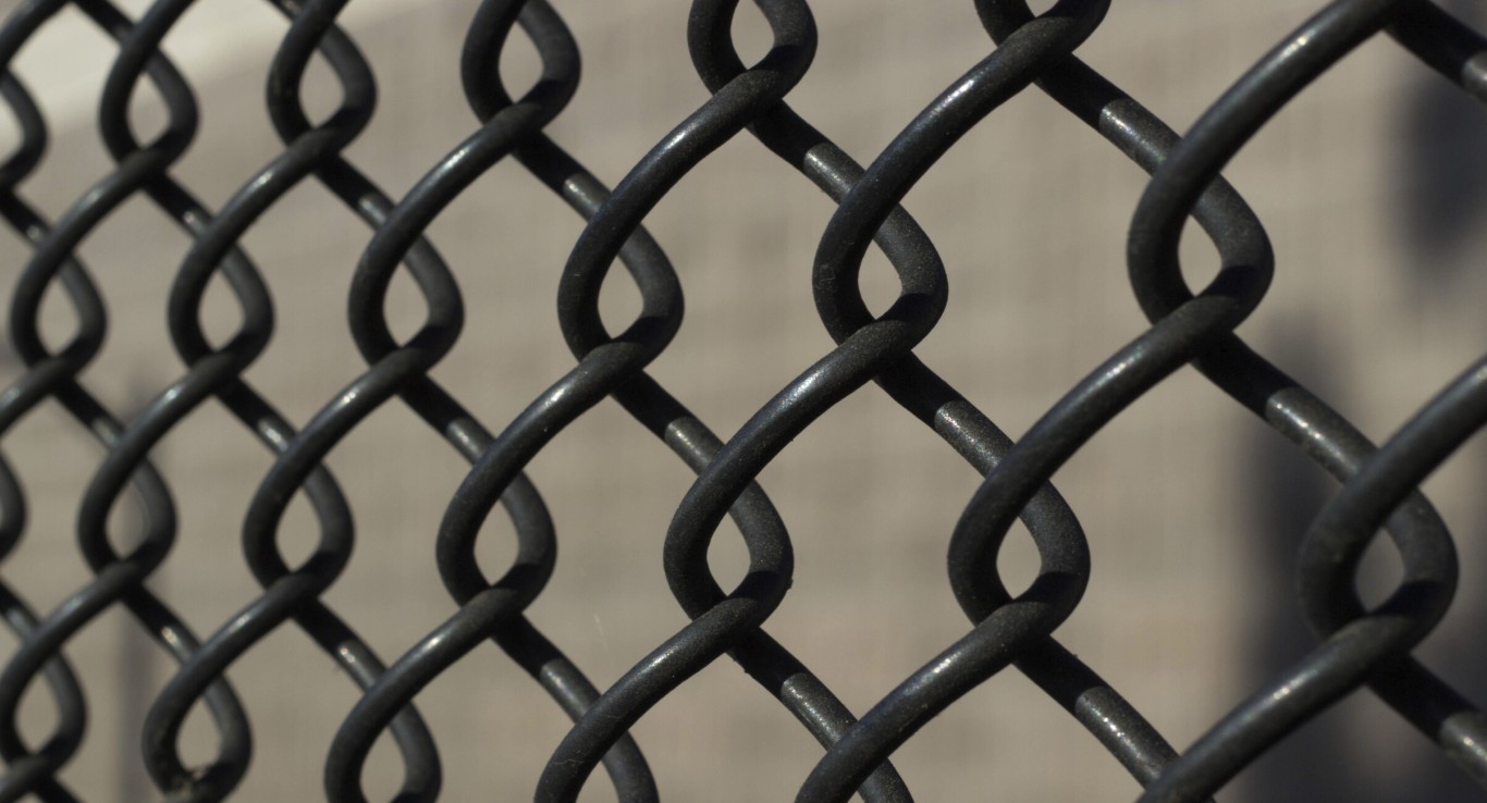 Durable chain-link fence material close-up